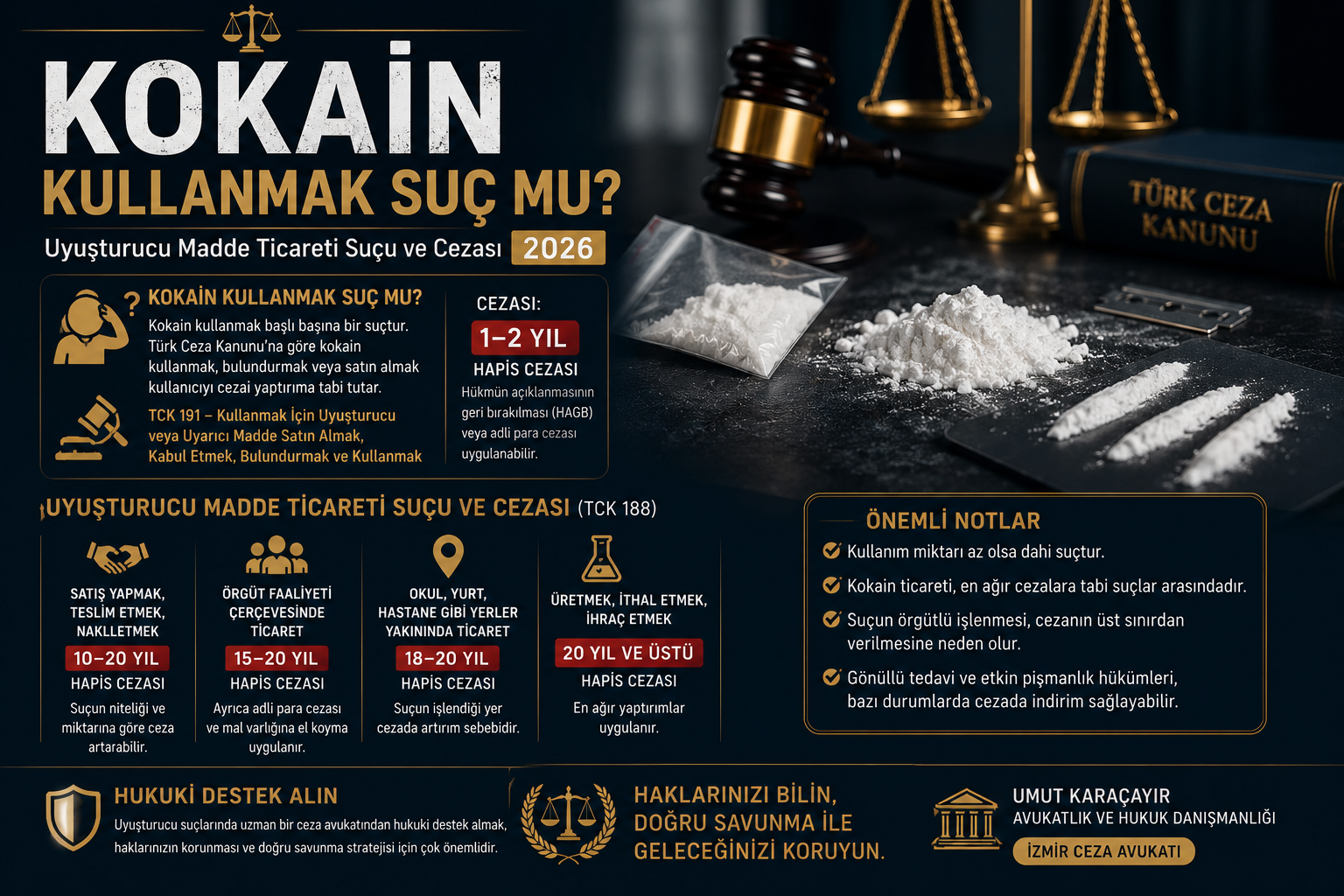 Kokain Kullanmak Suç mu? Uyuşturucu Madde Ticareti Suçu ve Cezası 2026